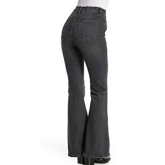🆕️Free People High Rise Flare Black Jeans - Picture 2 of 8